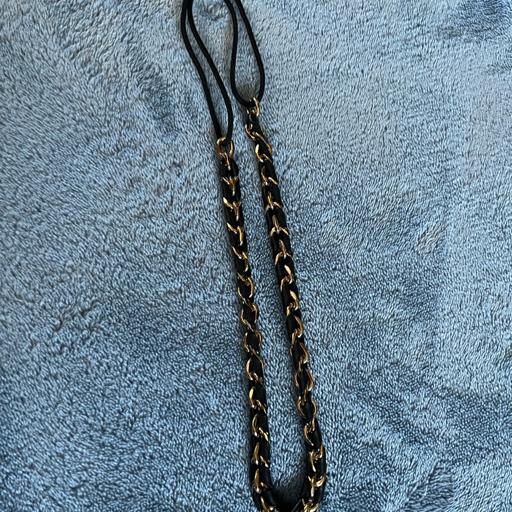 Henri Bendel Black Leather Gold Headband - Picture 5 of 7